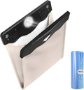 Car Hanging Trash Can, Magnetic Closure LED Light Auto Trash Bag Storage Pocket, Collapsible Waterproof Leather Hanging Trash Can with Disposable Trash Bag, Car Accessories (Beige)