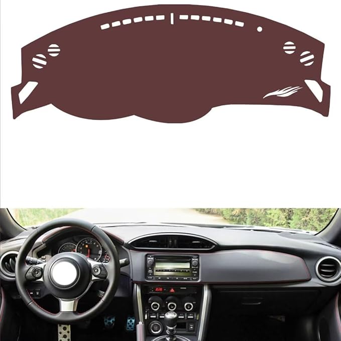 Leather Dashboard Cover Compatible with SubaruSubaru BRZ,Dash Board Cover mat Anti-Slip Sun-Proof and dust-Proof(Brown)
