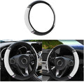 Leather Car Steering Wheel Cover, 15 Inch Colorful Rhinestones Elastic Auto Steering Wheel Protector, Bling Steering Wheel Cover for Women Men, Car Accessories for Cars, Vehicles, SUVs (White)