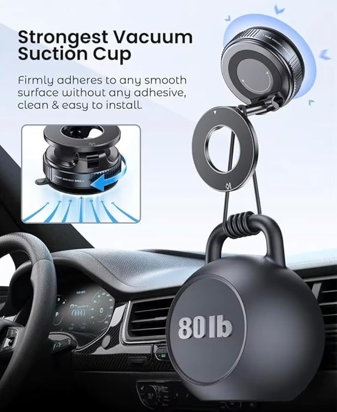 DashDok for Magsafe Car Mount Magnetic Phone Holder for Car Phone Holder Mount Dash Mounted Holders Cell Phone Holders for Your Car Accessories for Women Men for iPhone 17 16 15 14 (Black)