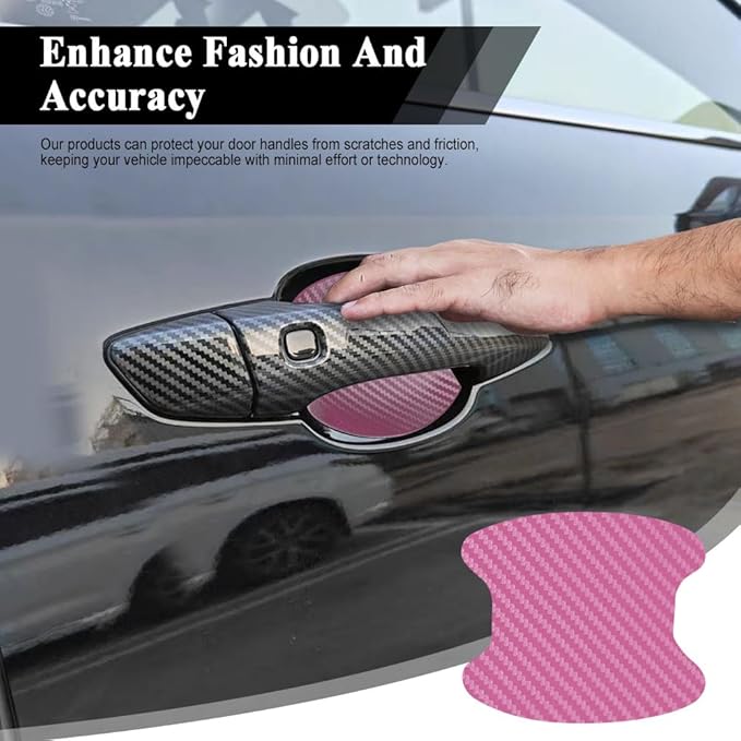 8PCS Car Door Handle Cup Scratch Protector, Car Door Handle Sticker, Scratch Auto Door Protective Film, Car Accessories Car Door Handle Protective Films Universal for Cars (Pink, 8PCS)