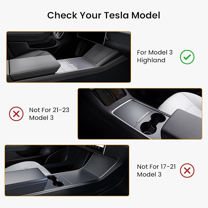 BANKKY Center Console Organizer Kit for Tesla Model 3 Highland (2024-2025) Complete Set with Storage Tray, Cup Holder Insert & Privacy Cover 6PCS White or Black