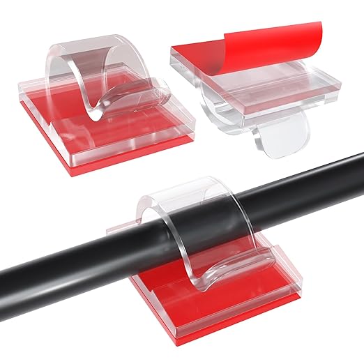 MMOBIEL 120pcs Self Adhesive Cable Clips – Wire Holder Clear Hooks Cord Organizer – Cable Management for Under Desk, Wall, Car, Office, Electrical Wires etc. – Wire Organizers Diameter 0.26 inch