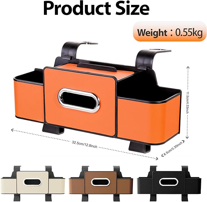 ZenChef Three-in-one Car Organizers and Storage, 2025 New Multi-function Car Tissue Holder, Multi-function Backseat Car Organizer with Cup Holder, Tissue Box, Hook (white)