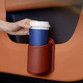 Leather Car Cup Holder, Hanging Automotive Back Seat Bottle Holders, Scratch-Resistant Vehicle Door Drink Holder, Clip-On Auto Organizer Accessories for Soda Cans, Coffee (Red)