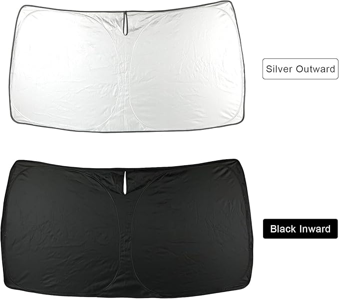 ROCCS Foldable Windshield Sunshade fit for 2019 2020 2021 2022 2023 2024 2025 GMC Sierra 1500 2500 3500 SLT AT4 Denali,Front Window Sun Shade Shield Cover UV Ray Reflector Sun Visor