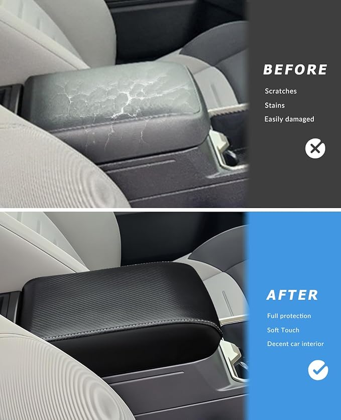 INTGET Center Console Cover for 2026 Toyota Tacoma Accessories 2024 2025 & 2025 2026 4Runner Accessories Leather Car Middle Armrest Arm Rest Box Lid Seat Protector Cushion(Carbon Fiber Texture, 2024+)