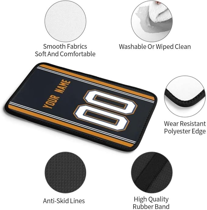 Custom Car Armrest Cover,Add Personalized Name and Number As Gifts for Loyal Football Fans,American Football Auto Center Console Pad Car handrail Box Cushion,Fit for Most Car Seat Box Cover Protector