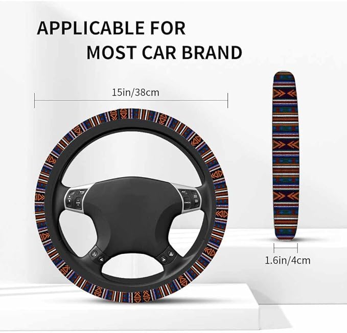 Ethnic Pattern Elastic Steering Wheel Cover Colorful Steering Wheel Cover Anti Slip Protective Case Universal Stretch Steering Protector