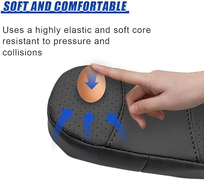 Car Knee Cushion, Leather Memory Foam Auto Center Console Arm Rest Pad, Soft Comfort Car Door Elbow Protective Cushion, Breathable Vehicle Interior Leg Support Pillow for Most Cars (Black)