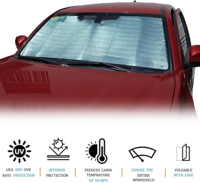 LLKUANG Car Windshield Sun Shade Compatible with Toyota Tacoma 2006-2024 Auto Windshield Sunshades Foldable Blocks UV Rays Sun Visor to Keep Your Vehicle Cool and Damage Free (Style A)