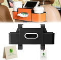 Car Backseat Organizer Multifunction Storage Box Vehicle Seat Accessories Cup Tissue Trash Hooks Phone Snack Drink Handbag Leather Interior Utility Portable Durable Easy Installation Secure(Black)