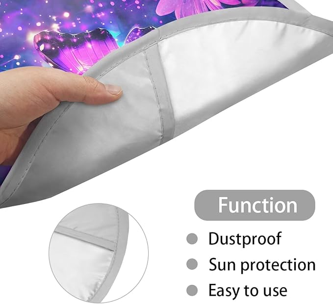 Purple Butterfly Universal Steering Wheel Cover Sunshade Unique Car Rudder Sun Shade Cover for SUV Vehicle Sedan Truck Car Accessories Gift for Friends