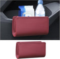 Car Seat Side Storage Pocket, Leather Hanging Foldable Multifunctional Vehicle Front Door Back Organizer Box, Waterproof Auto Interior Organizing Container, Universal fit(Wine Red)