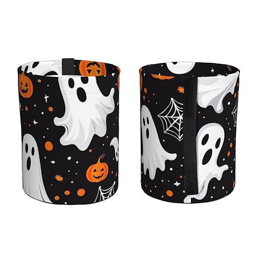 Cute Ghosts Pumpkins Car Trash Can Garbage Cans Foldable,Cute Hanging Car Organizer and Storage Bag Leak Proof, Auto Back Seat Trash Bin Universal for Truck, SUV, Outdoor Travel