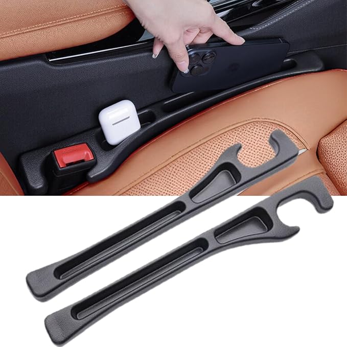 YOYOKIT 2PCS Car Seat Gap Filler, Universal No Drop Seat Guard Organizer, Stocking Stuffers for Men Women, Car Accessories Between Seat & Console for Car, SUV, Truck (Black)
