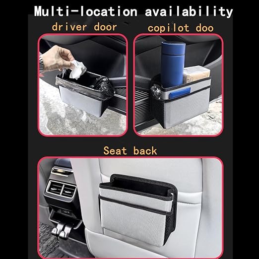 AOWIS Car Trash Can, Foldable Multifunctional Hanging Storage Box Trash Can with a Roll of Garbage Bag, Multi Pocket Design Suitable for Car, Home and Office (Black)
