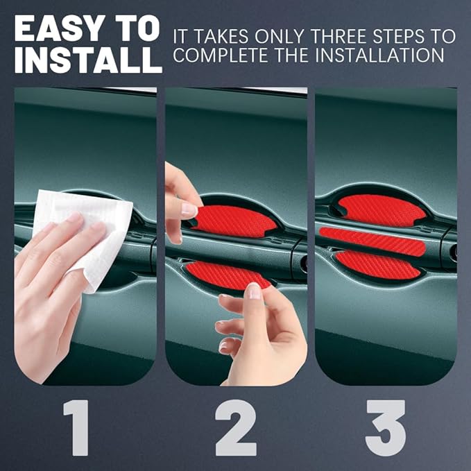 8PCS Car Door Handle Scratch Protectors, Carbon Fiber Car Door Handle Bowl Sticker, Universal Car Door Handle Paint Guard Cover, Auto Exterior Decor Door Handle Cup Protective Film for Most Models