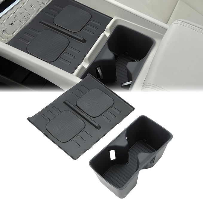 auovo Center Console Wireless Charging Mat Compatible with Hyundai Santa Fe Accessories 2026 2025 2024 Car Cup Holder Insert & Wireless Charging for 2026 Santa Fe Silicone Non-Slip Protective Mat Pad
