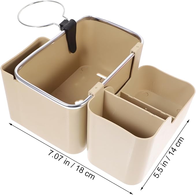 Multipurpose Car Armrest Storage Box Center Console Organizer with Cup Holder Beige Easy Slide Design for Interior Convenient for Sundries Storage