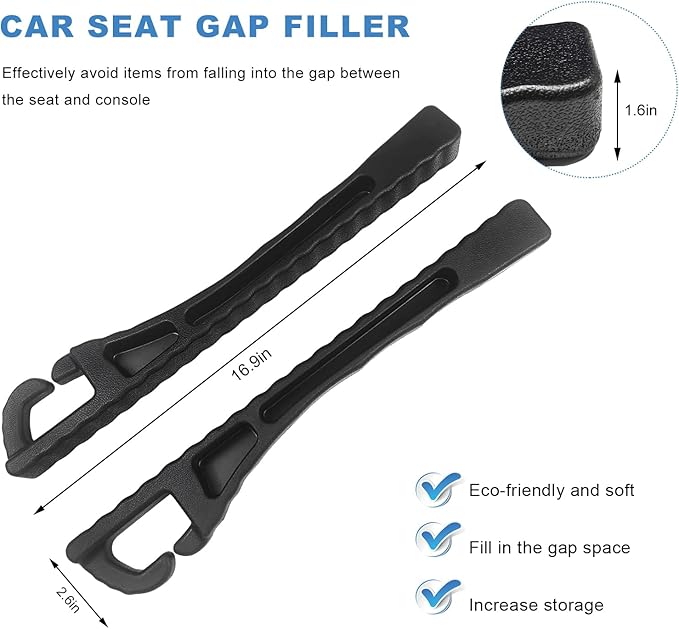 2 PCS Car Seat Gap Filler Organizer, PU Leather Stopper to Fill The Gap Between Seat and Console, Crevice Blocker No Drop Seat Guard Stop Things from Dropping for Trunk Sedan