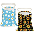 2PCS Daisy Sunflower Print Car Trash Bag Portable Waterproof Hanging Garbage Bag with Snap Buttons Back Seat Reusable Rubbish Storage Dustbin for Car Interior Accessories Kitchen Home Travel