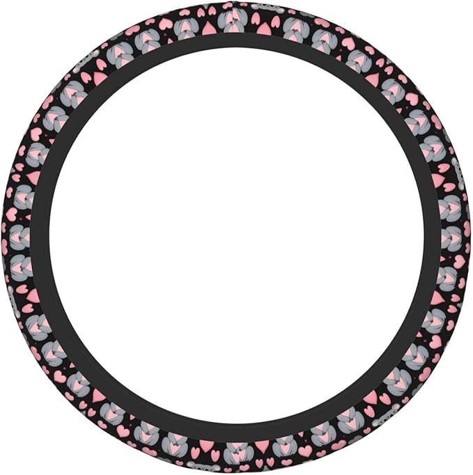 Cute Koalas Hearts Pattern Neoprene Steering Wheel Covers Women Men Car Accessories, Universal 15 Inch Fit Auto, Suvs, Truck