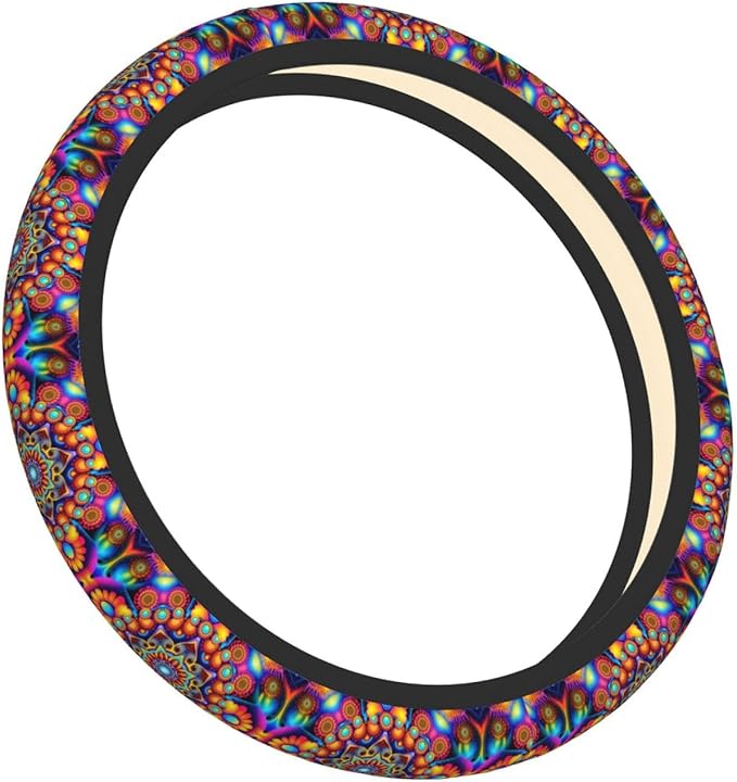 Psychedelic Pattern Universal Fit Steering Wheel Cover for Car, Truck, and SUV, Durable Steering Wheel Protection