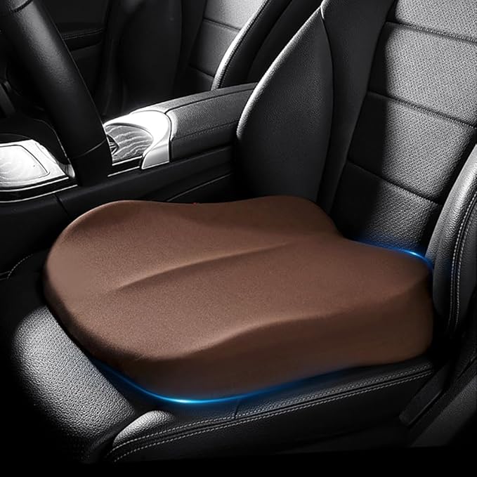 Car Seat Cushions for Driving, Comfort Memory Foam Wedge Driver Seat Cushion, Adult Booster Cushion, Adult Booster Seat for Car, Height 3.9 inch, for Car, Truck, Long Trips,Coffee
