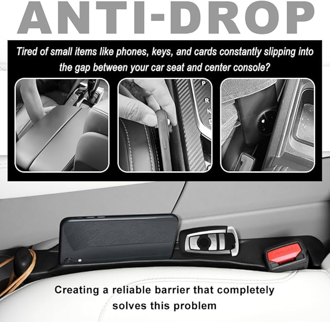 3 in 1 Car Seat Gap Filler 2 Pack,2026 Upgraded Car Side Seat Gap Filler with Organizer Slot & Hook,Universal in Between Cars Seats Catcher Cars Accessories to Avoid Item Drop
