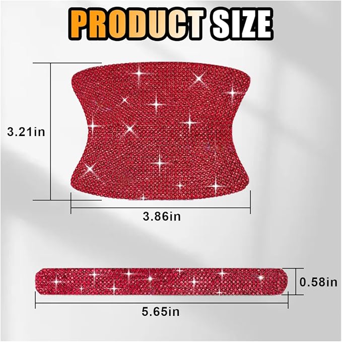 10PCS Bling Car Door Handle Anti-Scratch Sticker, Universal Car Doors Handles Protective Cover, Shiny Rhinestone Auto Decor Accessories for Women (Red)