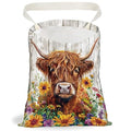 Highland Cattle Car Trash Bag Flowers Waterproof Hanging Garbage Bag with Snap Buttons Car Back Seat Trash Storage Portable Dustbin Vehicle Rubbish Bags for Kitchen Home Travel Camping