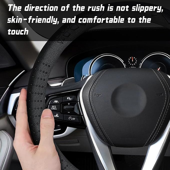 BESULEN Car Steering Wheel Cover, Anti-Slip Silicone Vehicle Steer Wheel Protector, Automotive Interior Steering Wheel Protective Guard Accessories, Universal Fit for Most Car Models (Black)