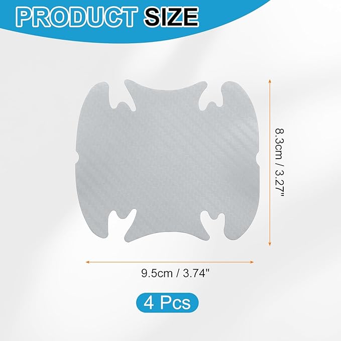 HARFINGTON 4pcs Car Door Handle Scratch Protectors Carbon Fiber Bowl Cover Anti Scratch 3D Sticker Automotive Door Handle Cups Protective Film Bowl Sticker for All Cars, Silver Tone