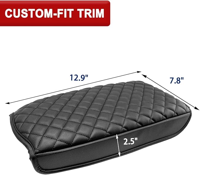 KBH Center Console Armrest Cover for 2018-2024 Chevy Equinox, GMC Terrain, Vinyl Leather Interior Accessories, Middle Console Lid Protector, Arm Rest Cushion Pad, Anti-Scratch, Black