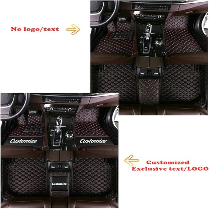 Custom Personalized Floor Mats for Cars - Luxury Full Coverage All Weather Mats, Anti-Slip Leather Mat Set, Fit for 99% of Cars, SUVs & Trucks (Light Brown, A-Diamond)