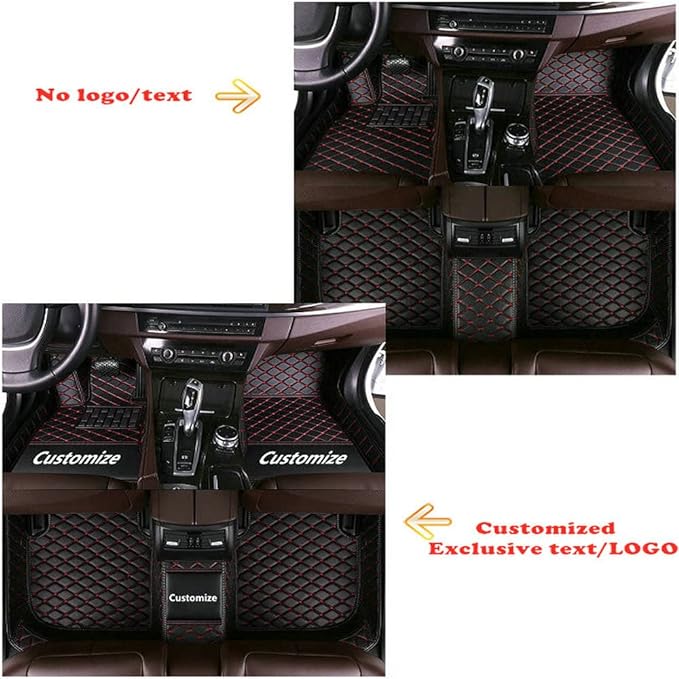 Custom Fit Car Floor Mats for Most Cars, SUVs, Trucks - Waterproof PU Leather All-Weather Floor Liners - Durable Anti-Slip Interior Car Accessories to Protect Vehicle Floors (All with Red)