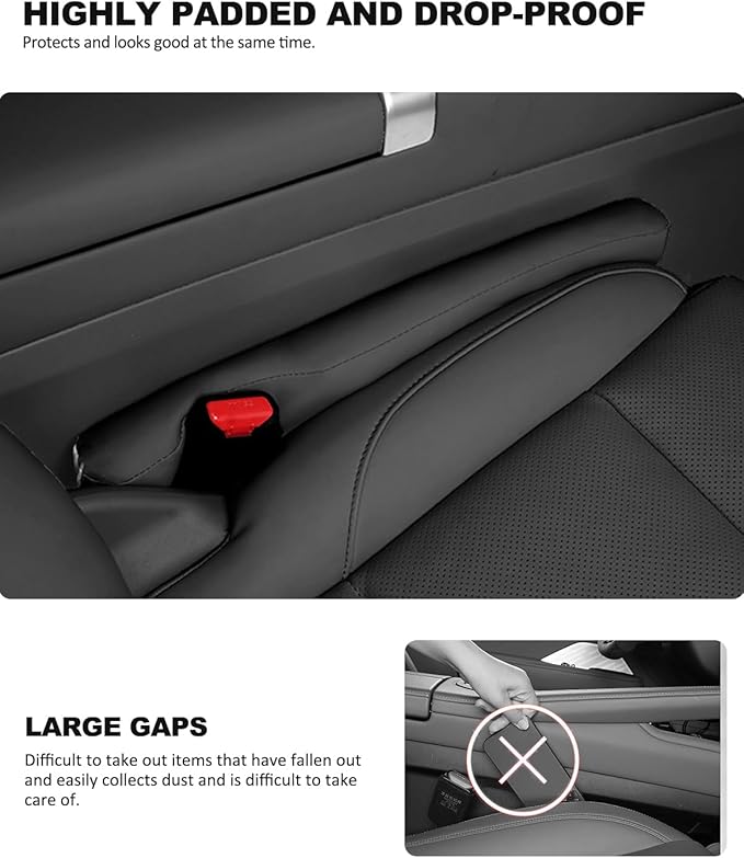 Nosxxus Leather Car Seat Gap Filler Spacer Universal Seat Gap Filler Plug for Car SUV Truck Fit Organizer Fill The Gap Between Seat and Console Stop Things from Dropping