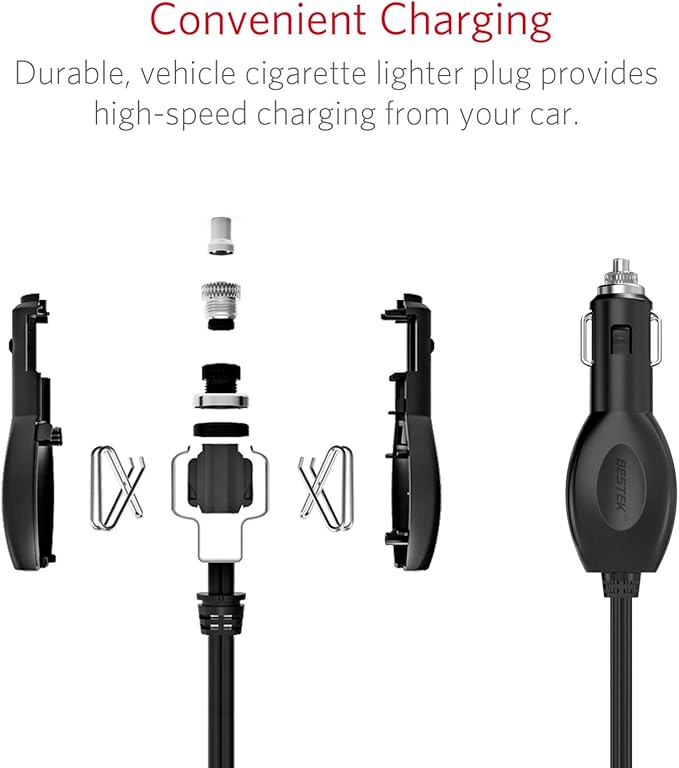 BESTEK 3-Socket Cigarette Lighter Adapter, 12V/24V 200W DC Cigarette Outlet Car Charger Splitter with 4-USB Ports Car Power Adapter for GPS, Dashcam, Low Voltage Protection with Replace Fuse