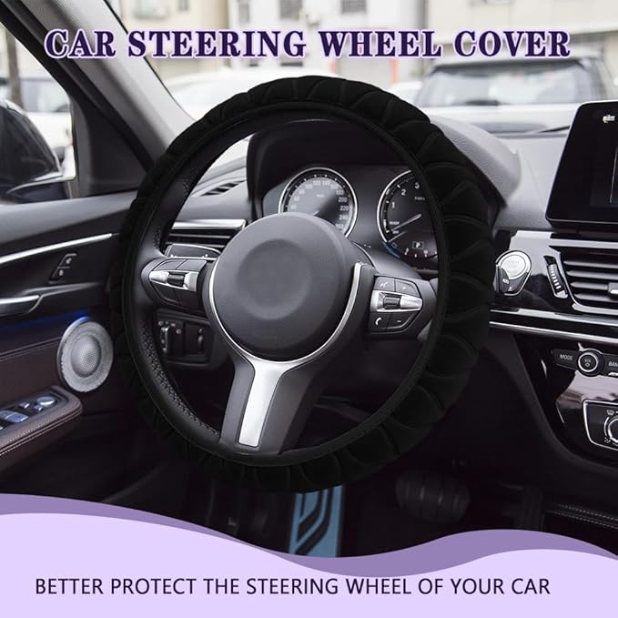 Car Steering Wheel Cover, Universal Anti-Slip Auto Steering Wheel, Fluffy Steering Wheel Cover, Soft Plush Auto Interior Accessories Fit Vehicles, Sedans, SUVs, Vans, Trucks