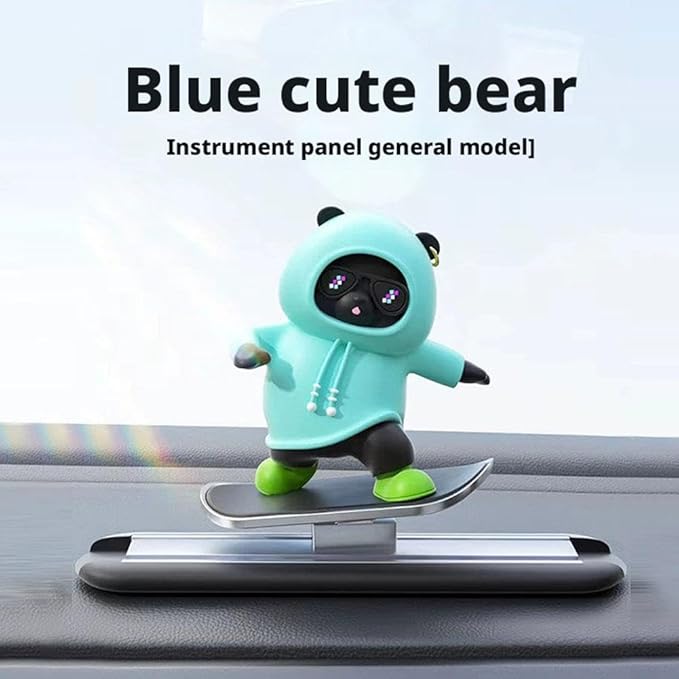 Slidable Skateboard Bear Car Dashboard Ornaments,Funny Mini Skateboard Bear Auto Center Console Ornaments Universal Car Interior Accessories Gifts for Women Men