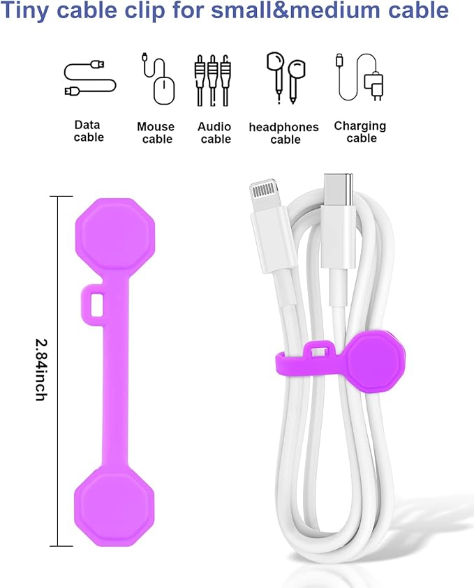 8PCS Silicone Magnetic Cable Ties & Clips, Cord Organizer [1S] Management Reusable Magnet Cable Organizer, Phone Cord Holder for Organizing, Bookmark Whiteboard Fridge Magnets etc