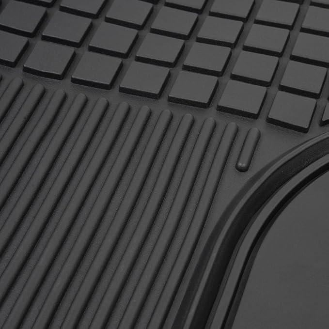 Motor Trend 2-Piece Premium All Weather Rubber Floor Mats for Cars SUVs Trucks, Heavy Duty Universal Fit Trim To Fit Protection (2 Front Floor Mats)