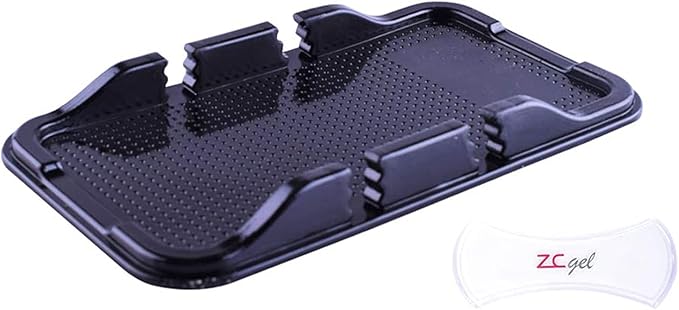 ZC GEL Anti Slip Gel Pad Phone Holder for Car, Removable and Reusable Anti Slip Dashboard Pad with Heat Resistant and Damage Free Sticky Gel Pads for Sunglasses, Keys, Coins and More (7.3" x 4.2")