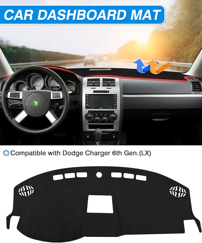 CARTIST Dash Cover Custom Fit for Dodge Charger 2008 2019 2010 Accessories Dashboard Cover Mat Non-Slip Pad Carpet Anti-Glare
