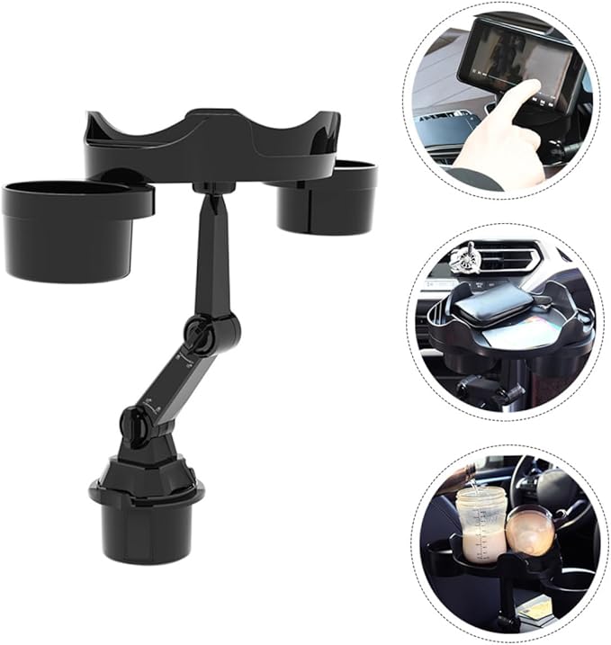 Zerodeko Car Cup Holder Expander with Rotatable Tray Holder for Car Fits Vehicles Multi-Angle Design Convenient Storage for Driving