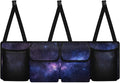 Purple Galaxy Car Trunk Organizers, 37.1" x 11.8" Backseat Hanging Organizer with 4 Storage Bag, Waterproof Car Organizer with Adjustable Strap, Road Trip Large Capacity Bag for Car SUV
