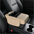 Car Arm Rest Cushion for Mazda CX-5, Center Console Armrest Pillow Car Armrest Pad Trucks with Cup Holder, Armrest Pad Storage Bag(Beige)