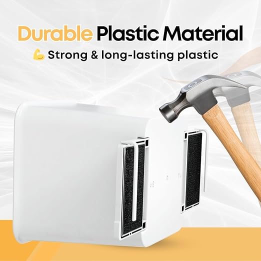 HAUSSIMPLE Car Trash Can 2L with Stability Wings & Velcro for Extra Stability – Magic Strip & Clip for Fabric & Rubber Mats – Durable Plastic, Easy Pull Trash Bags Included – White