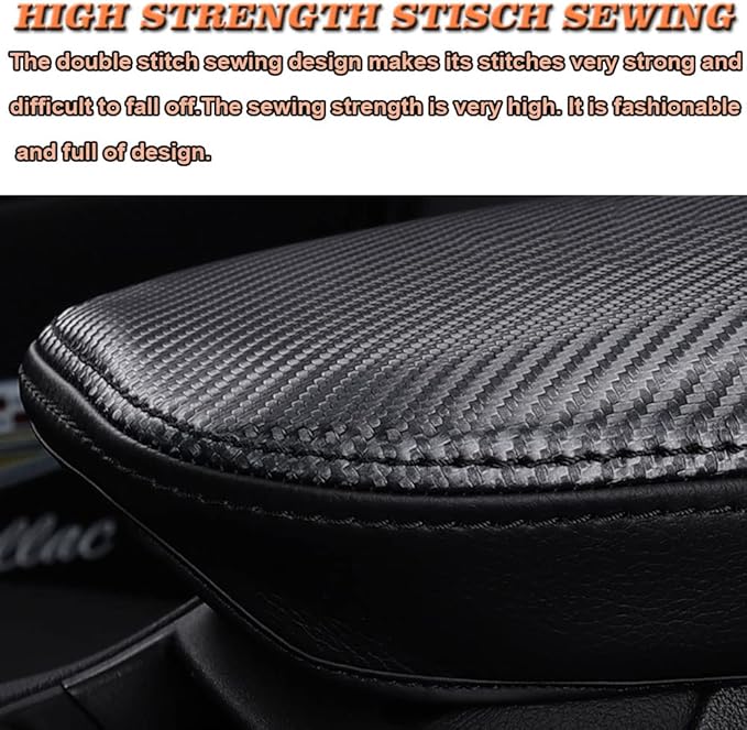 BOYOUS Car Armrest Cover Waterproof Center Console Pad Covers Scratch Resistance Leather Protector Interior Decoration Accessories Fit For Cadillac XT5 2016-2025 XT6 2020-2025（Carbon Fiber）